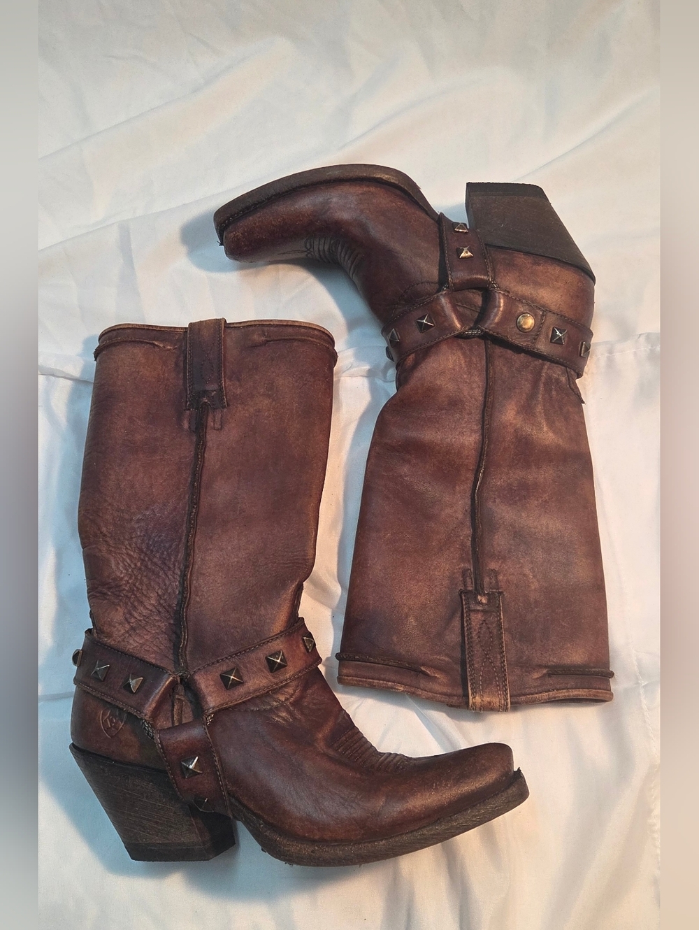 Ariat Rowan Harness Western Brown Leather Boots Womens Sz 7 Square Toe 10021659 - Picture 3 of 7